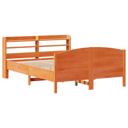 Bed Frame without Mattress Wax Brown 140x190 cm Solid Wood Pine