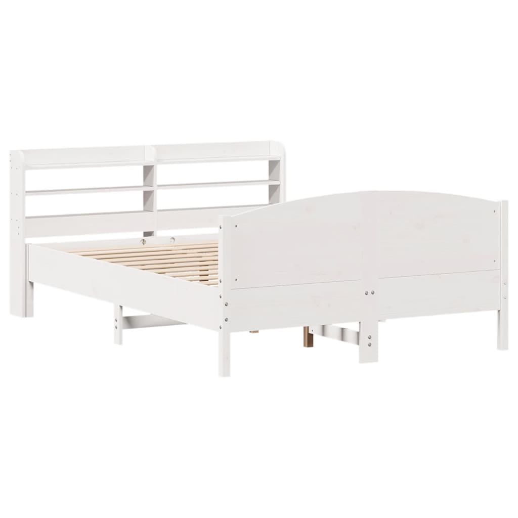 Bed Frame without Mattress White 135x190 cm Double Solid Wood Pine