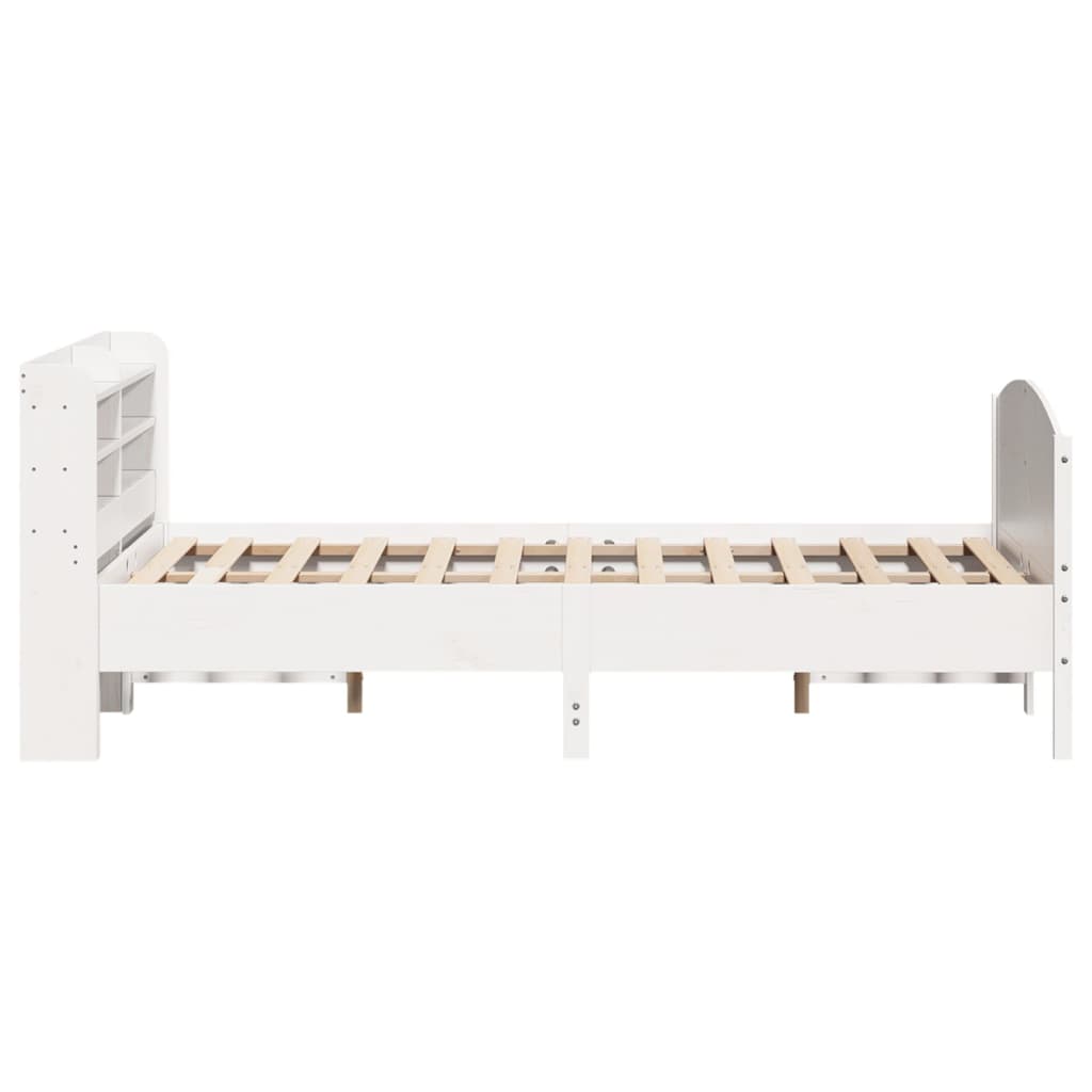 Bed Frame without Mattress White 135x190 cm Double Solid Wood Pine