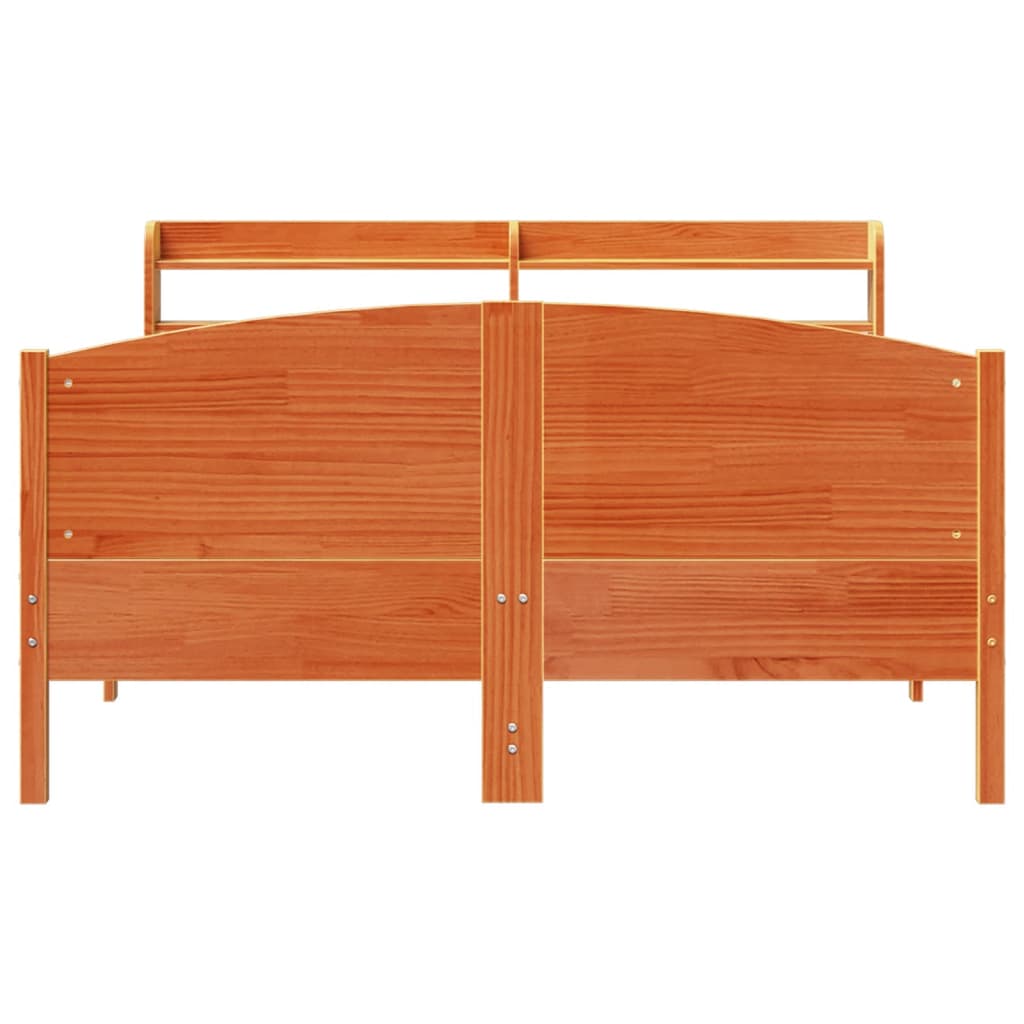 Bed Frame without Mattress Wax Brown 135x190 cm Double Solid Wood Pine