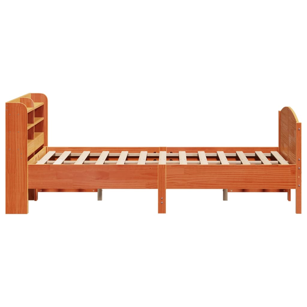 Bed Frame without Mattress Wax Brown 135x190 cm Double Solid Wood Pine