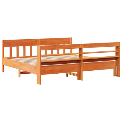 Bed Frame without Mattress Wax Brown 200x200 cm Solid Wood Pine