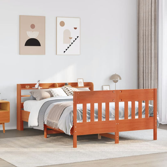 Bed Frame without Mattress Wax Brown 140x200 cm Solid Wood Pine