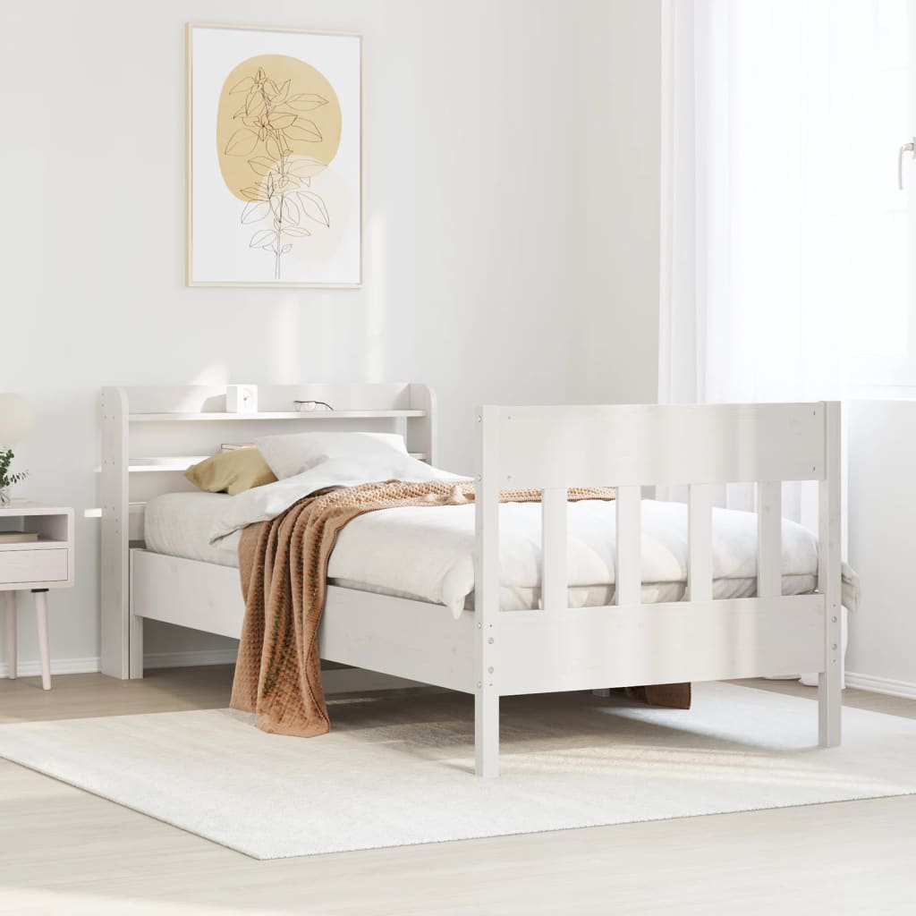 Bed Frame without Mattress White 90x200 cm Solid Wood Pine