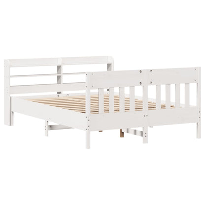 Bed Frame without Mattress White 140x190 cm Solid Wood Pine