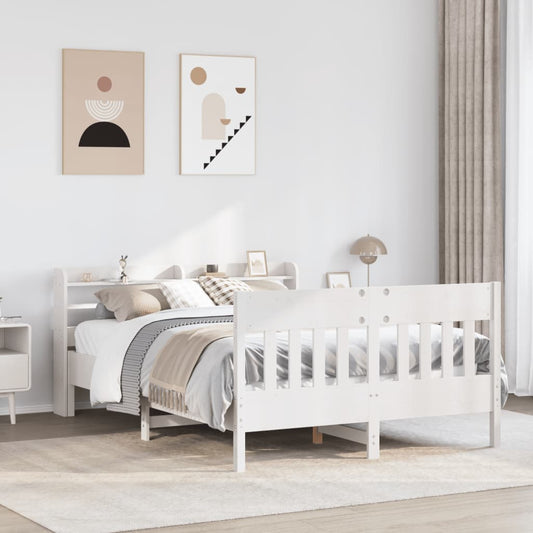 Bed Frame without Mattress White 140x190 cm Solid Wood Pine