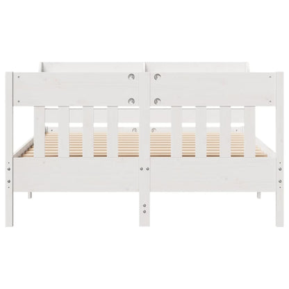 Bed Frame without Mattress White 135x190 cm Double Solid Wood Pine