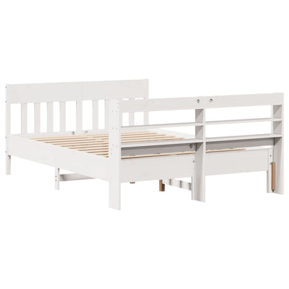 Bed Frame without Mattress White 135x190 cm Double Solid Wood Pine