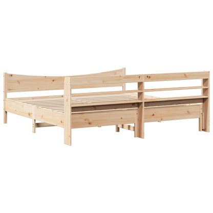 Bed Frame with Headboard 200x200 cm Solid Wood Pine