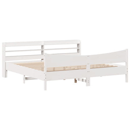 Bed Frame with Headboard White 180x200 cm Super King Solid Wood Pine