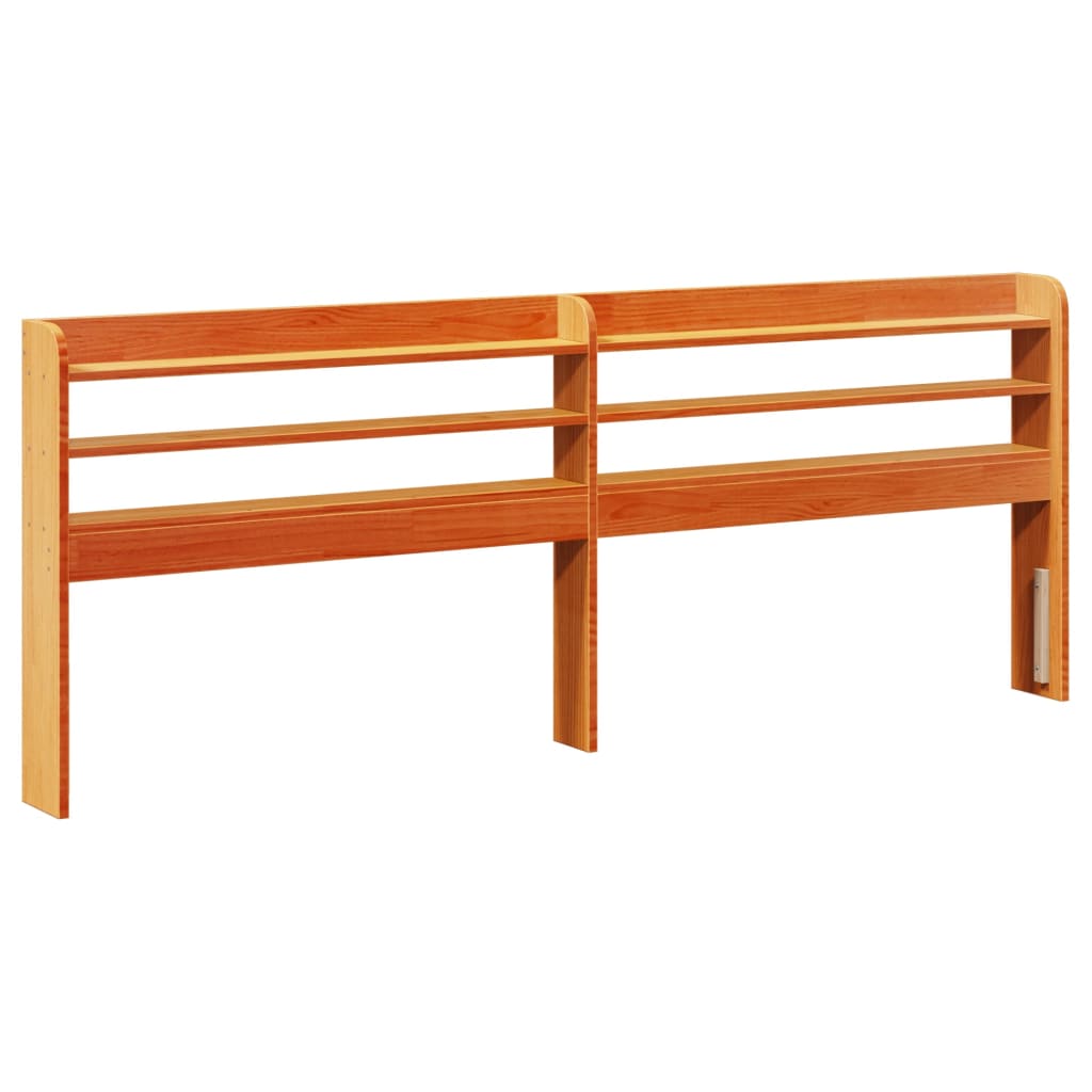 Bed Frame with Headboard Wax Brown 180x200 cm Super King Solid Wood Pine