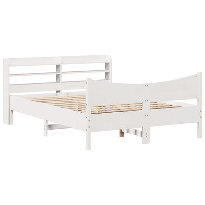 Bed Frame with Headboard White 140x200 cm Solid Wood Pine