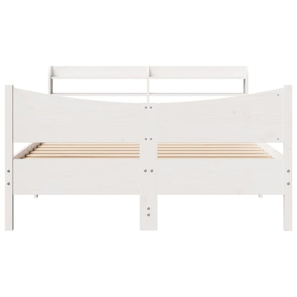 Bed Frame with Headboard White 140x200 cm Solid Wood Pine