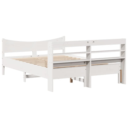 Bed Frame with Headboard White 140x200 cm Solid Wood Pine