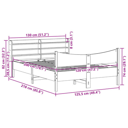 Bed Frame with Headboard White 120x200 cm Solid Wood Pine