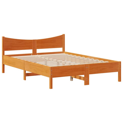 Bed Frame with Headboard Wax Brown 120x200 cm Solid Wood Pine