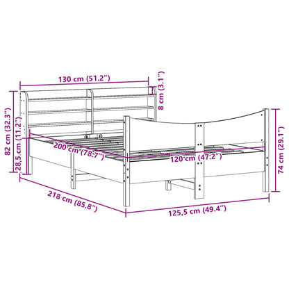 Bed Frame with Headboard Wax Brown 120x200 cm Solid Wood Pine