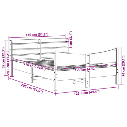 Bed Frame with Headboard White 120x190 cm Small Double Solid Wood Pine