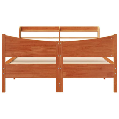 Bed Frame with Headboard Wax Brown 120x190 cm Small Double Solid Wood Pine