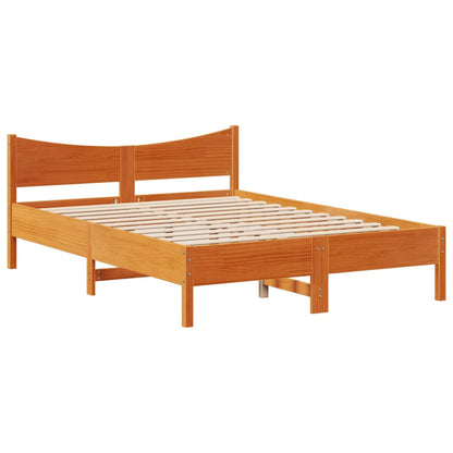 Bed Frame with Headboard Wax Brown 120x190 cm Small Double Solid Wood Pine