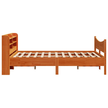 Bed Frame with Headboard Wax Brown 120x190 cm Small Double Solid Wood Pine