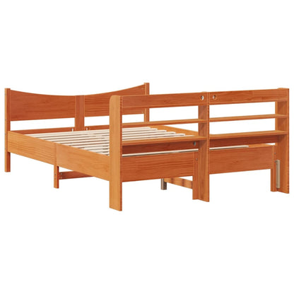 Bed Frame with Headboard Wax Brown 120x190 cm Small Double Solid Wood Pine