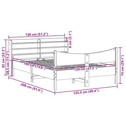 Bed Frame with Headboard Wax Brown 120x190 cm Small Double Solid Wood Pine