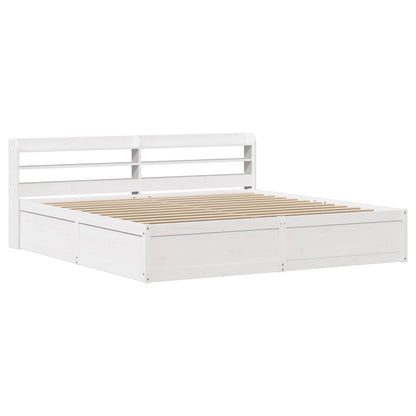 Bed Frame with Headboard White 200x200 cm Solid Wood Pine