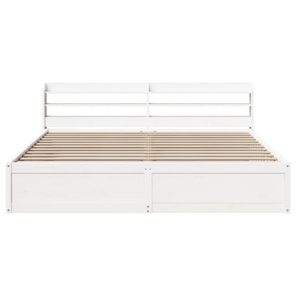 Bed Frame with Headboard White 200x200 cm Solid Wood Pine