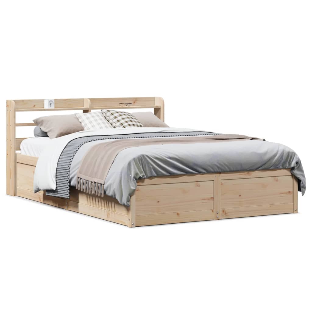 Bed Frame with Headboard 120x200 cm Solid Wood Pine