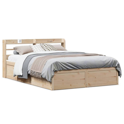 Bed Frame with Headboard 120x200 cm Solid Wood Pine