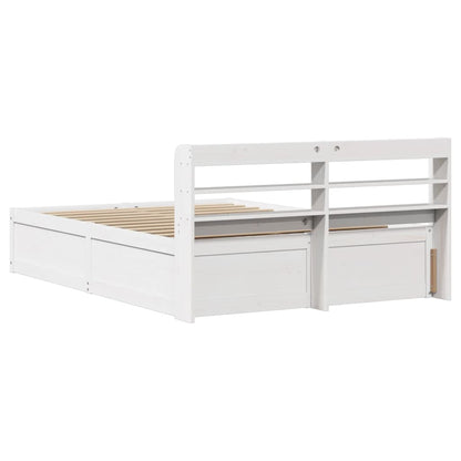 Bed Frame with Headboard White 120x200 cm Solid Wood Pine