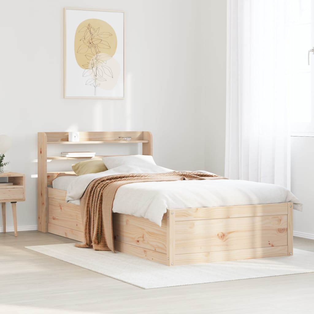 Bed Frame with Headboard 100x200 cm Solid Wood Pine