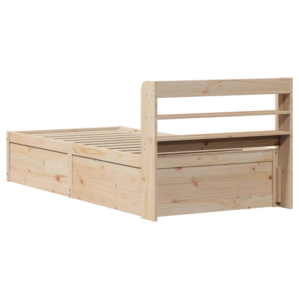 Bed Frame with Headboard 100x200 cm Solid Wood Pine