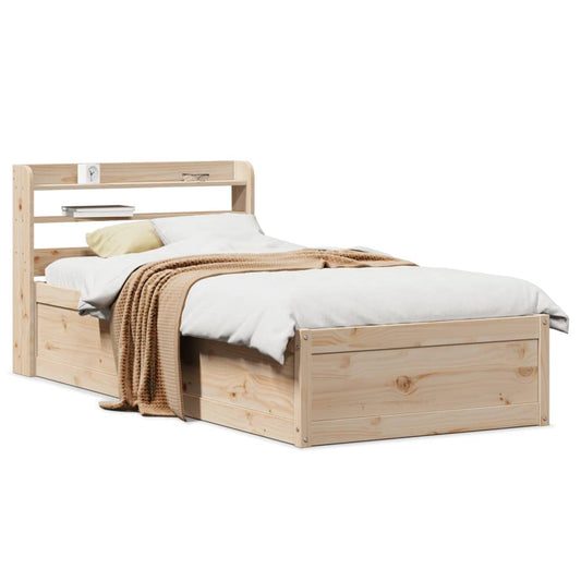 Bed Frame with Headboard 100x200 cm Solid Wood Pine