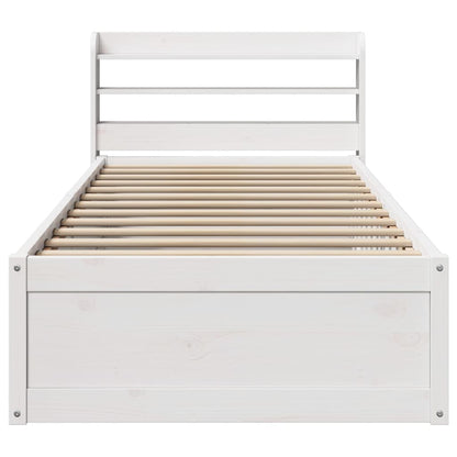 Bed Frame with Headboard White 100x200 cm Solid Wood Pine