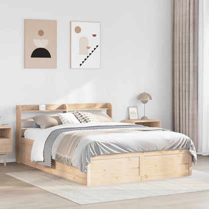 Bed Frame with Headboard 140x190 cm Solid Wood Pine