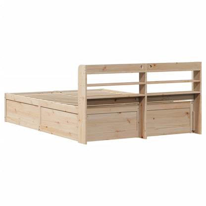 Bed Frame with Headboard 140x190 cm Solid Wood Pine