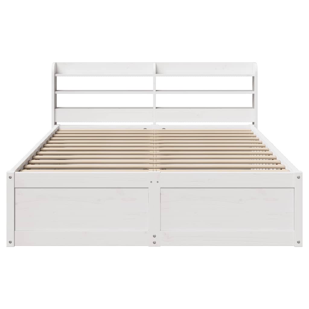 Bed Frame with Headboard White 135x190 cm Double Solid Wood Pine