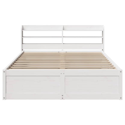 Bed Frame with Headboard White 135x190 cm Double Solid Wood Pine