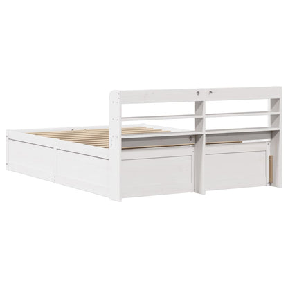 Bed Frame with Headboard White 135x190 cm Double Solid Wood Pine