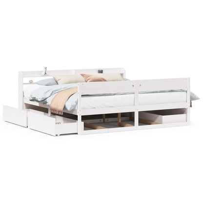 Bed Frame without Mattress White 180x200 cm Super King Solid Wood Pine