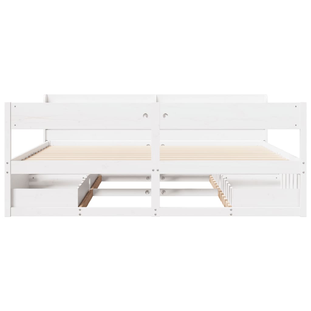 Bed Frame without Mattress White 180x200 cm Super King Solid Wood Pine