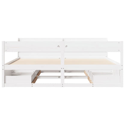 Bed Frame without Mattress White 180x200 cm Super King Solid Wood Pine