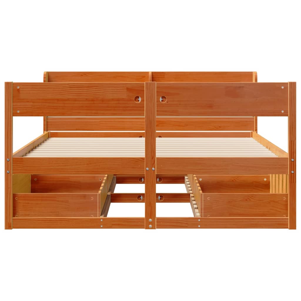 Bed Frame without Mattress Wax Brown 160x200 cm Solid Wood Pine