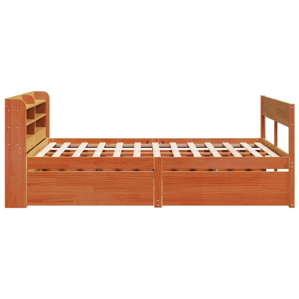 Bed Frame without Mattress Wax Brown 160x200 cm Solid Wood Pine