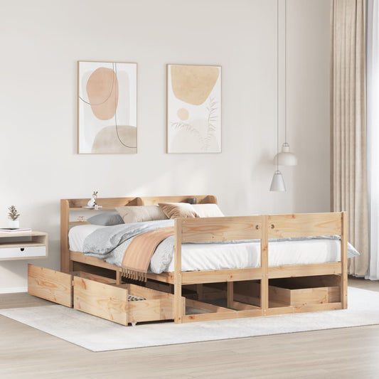 Bed Frame without Mattress 140x190 cm Solid Wood Pine