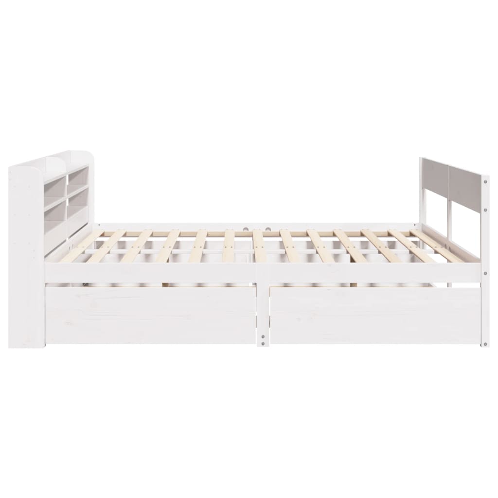 Bed Frame without Mattress White 140x190 cm Solid Wood Pine