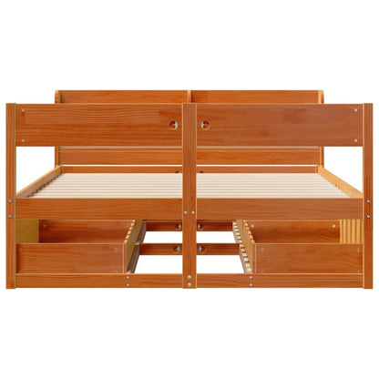 Bed Frame without Mattress Wax Brown 135x190 cm Double Solid Wood Pine