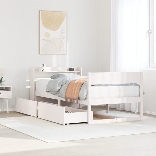 Bed Frame without Mattress White 90x190 cm Single Solid Wood Pine